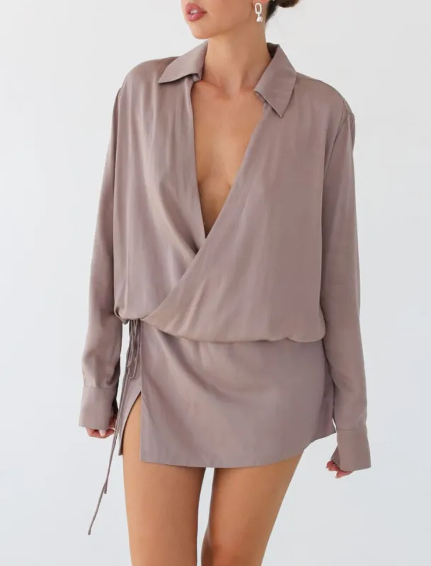 Executive Mini Dress | Taupe sold by Rumored