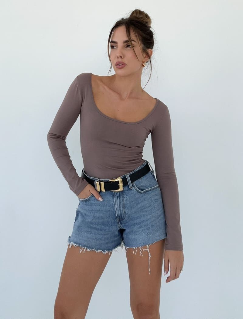 Prima Long Sleeve Top | Chocolate sold by Rumored