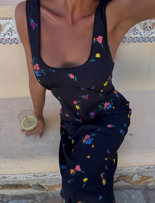 North Country Midi Dress | Black Splash Floral sold by Rumored