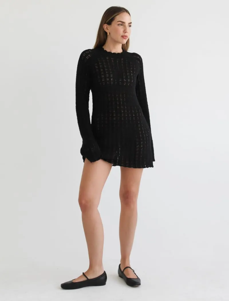 Beyond the Sea Mini Dress | Black sold by Rumored