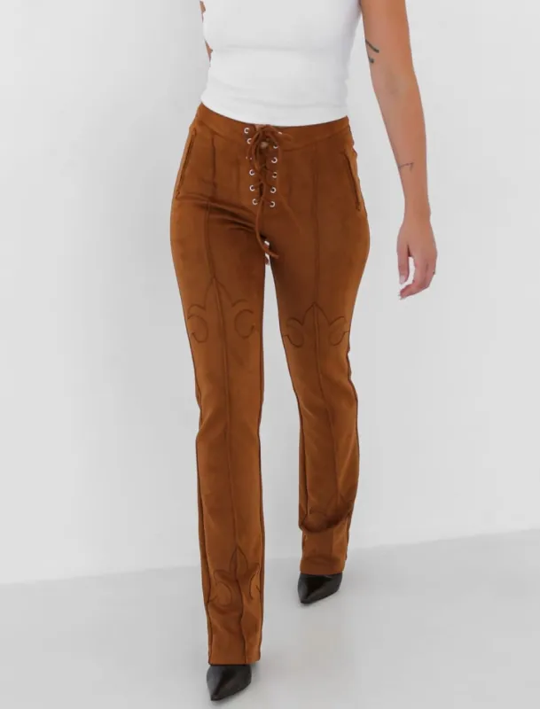 Yellowstone Pant | Saddle Suede sold by Rumored