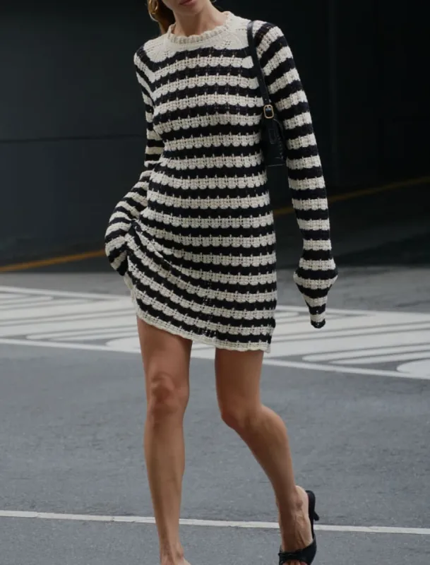 Beyond the Sea Mini Dress | Black & Cream sold by Rumored