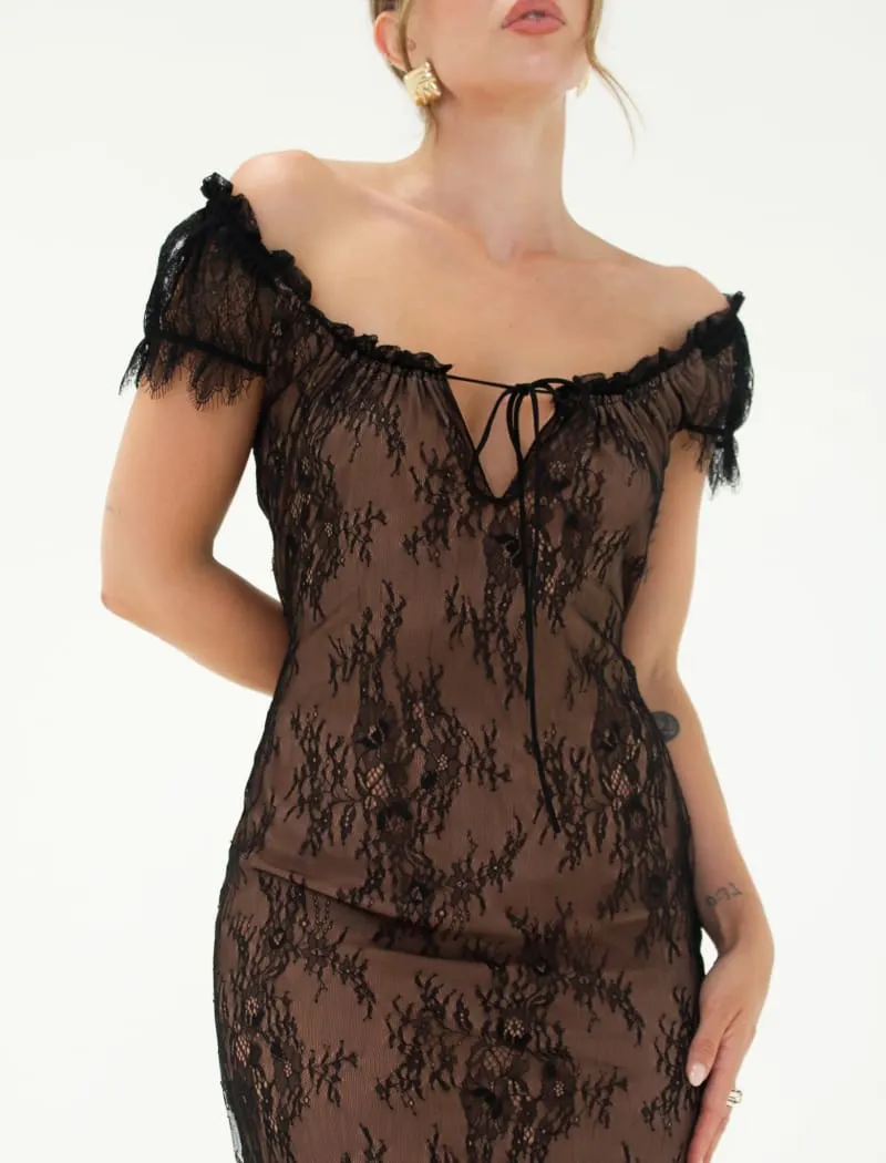 Victorian Midi Dress | Black Chantilly sold by Rumored product image thumbnail 4