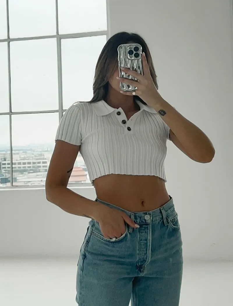 Tennis Crop Henley | White sold by Rumored product image thumbnail 4