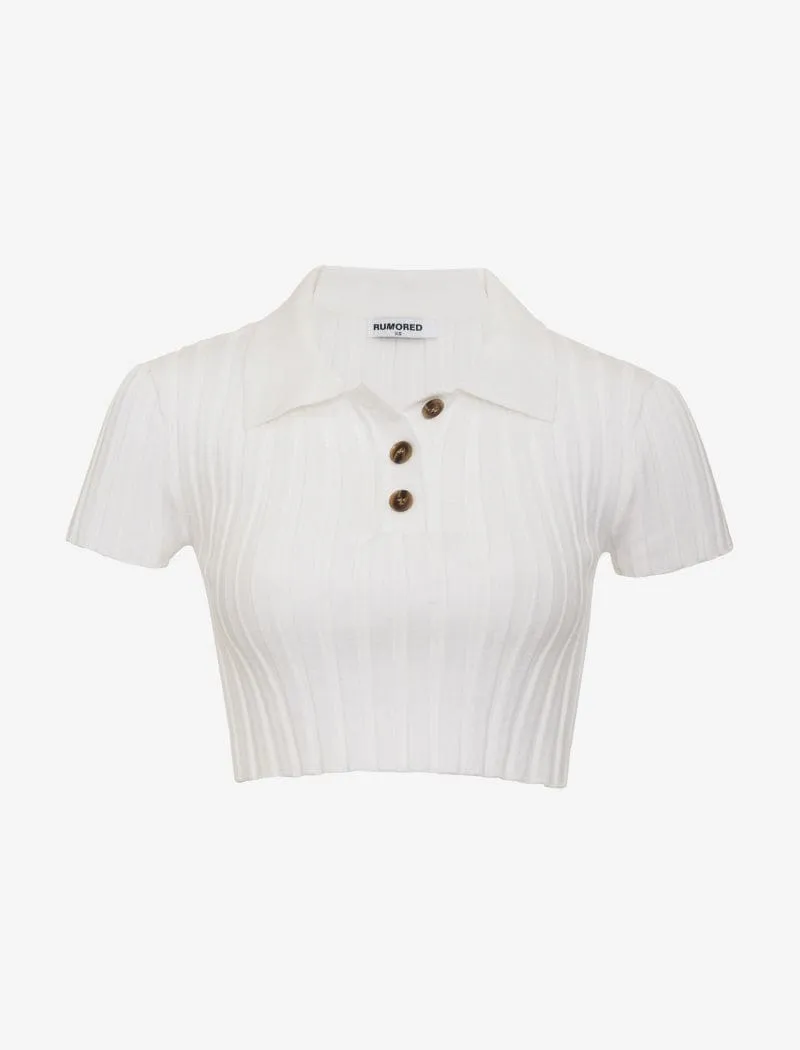 Tennis Crop Henley | White sold by Rumored product image thumbnail 2