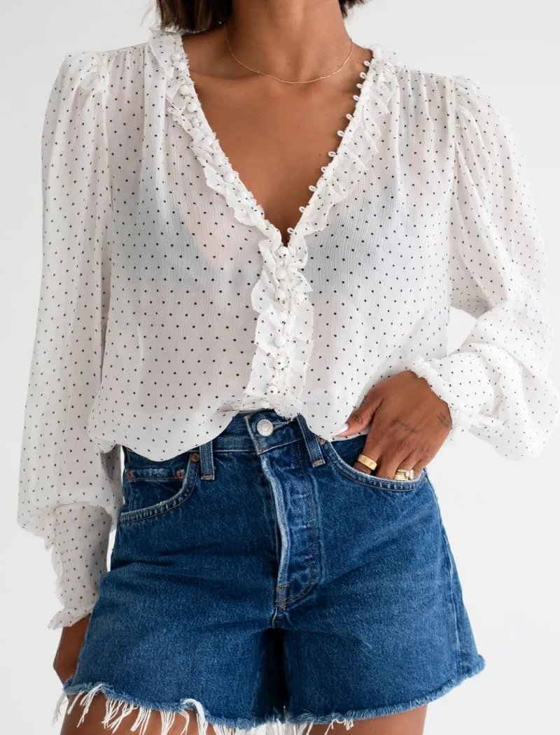Poet Blouse | Cream Dot sold by Rumored