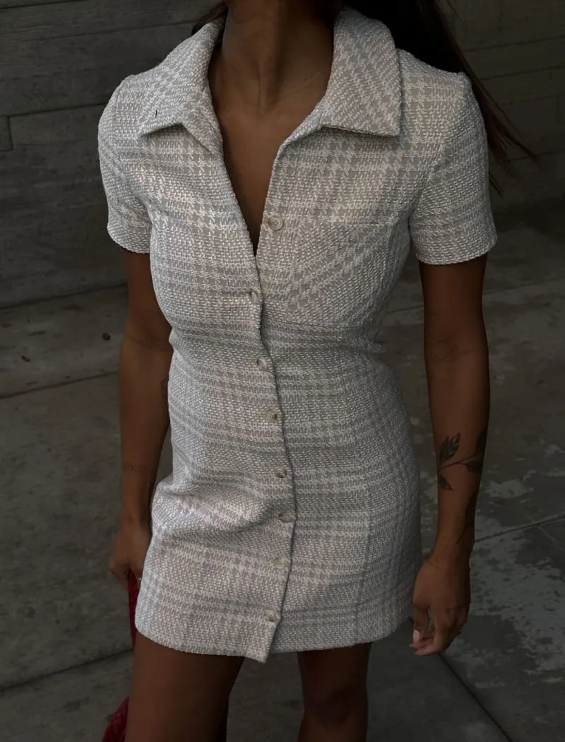 Notting Hill Mini Dress | Beige Glen Plaid sold by Rumored