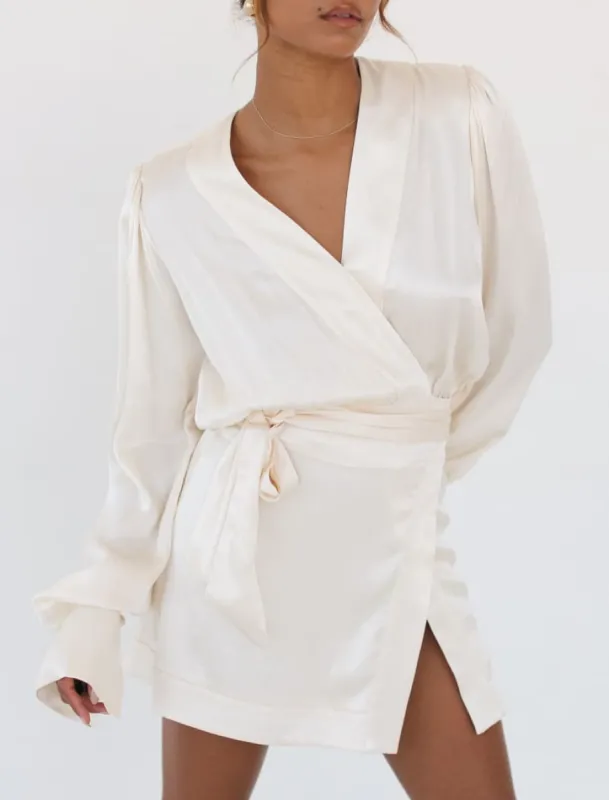 Rose Wrap Mini Dress | Ivory sold by Rumored