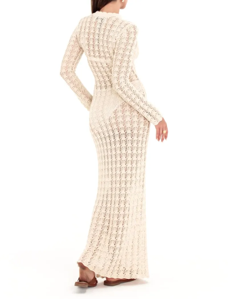 Ventura Crochet Maxi Dress | Cream sold by Rumored product image thumbnail 5