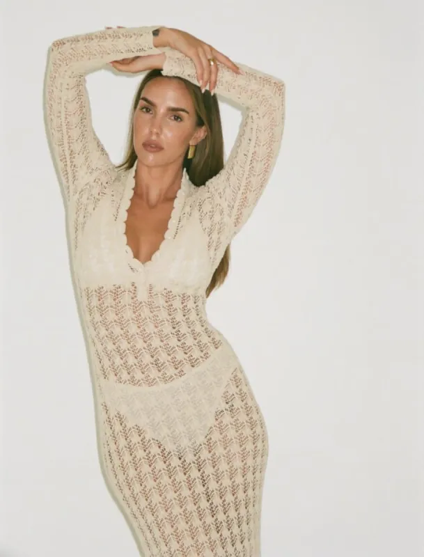 Ventura Crochet Maxi Dress | Cream sold by Rumored