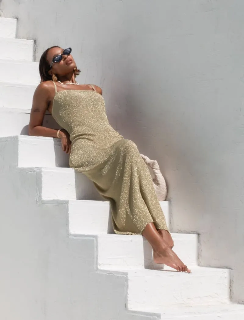 Mirage Maxi Dress | Gold Shimmer sold by Rumored product image thumbnail 3