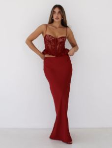Archive Bias Maxi Skirt | Crimson sold by Rumored
