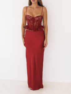 Archive Bias Maxi Skirt | Crimson sold by Rumored