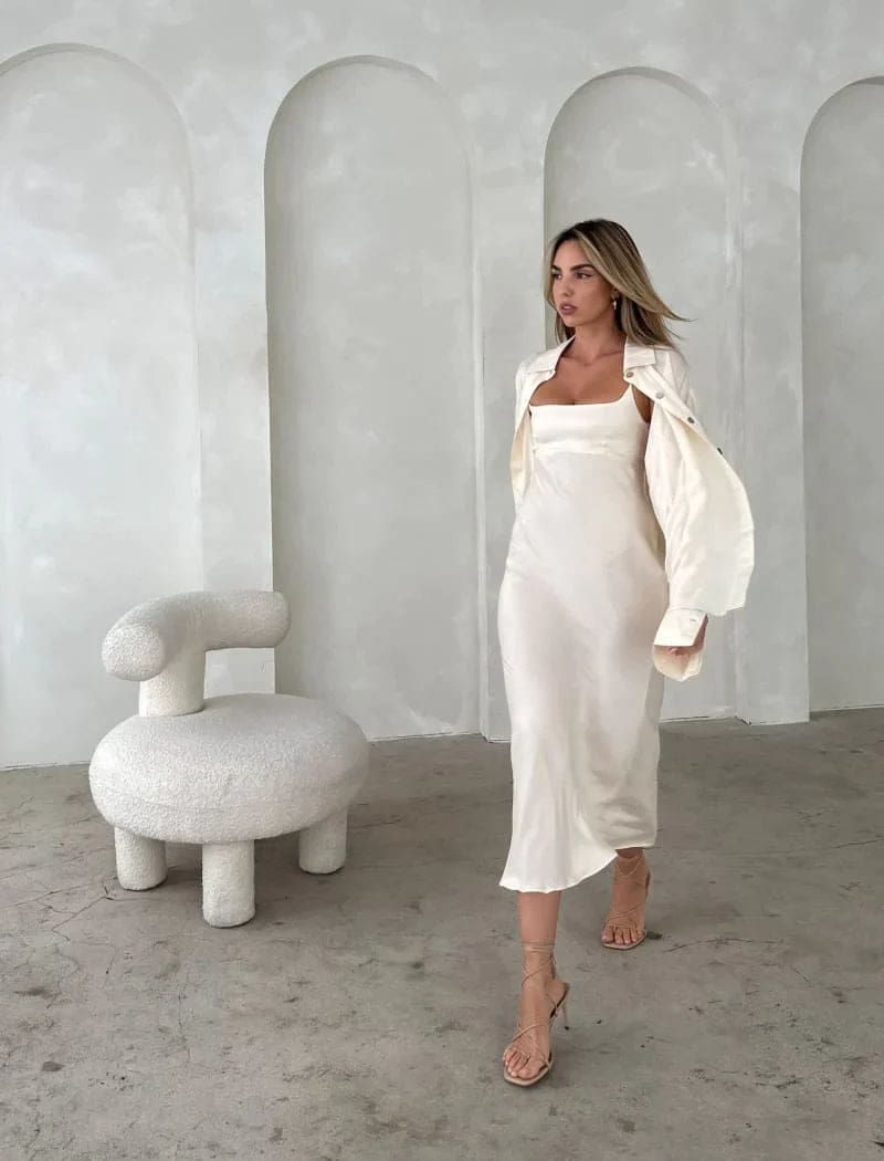 Saratoga Springs Midi Dress | Cream sold by Rumored product image thumbnail 5