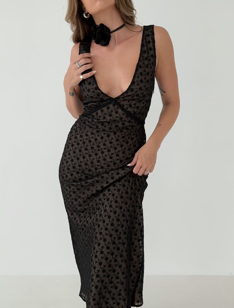 Daydream Midi Dress | Black Eyelet sold by Rumored product image thumbnail 4