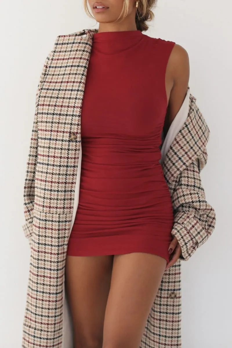 Minimalist Mini Dress | Maroon sold by Rumored product image thumbnail 4