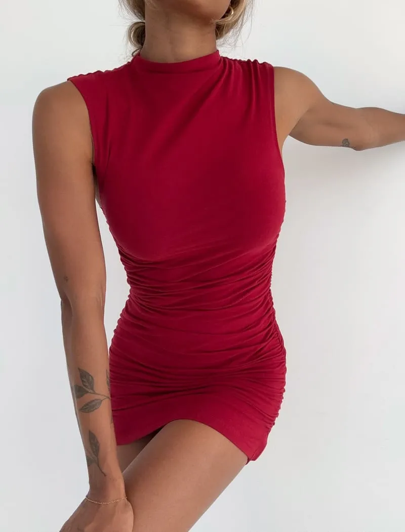Minimalist Mini Dress | Maroon sold by Rumored