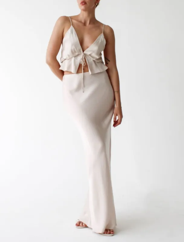 Archive Bias Maxi Skirt | Dove sold by Rumored
