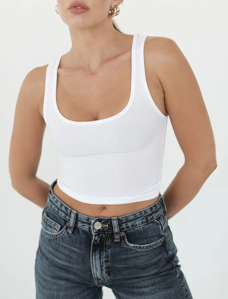 Classic Ribbed Tank | White sold by Rumored product image thumbnail 3