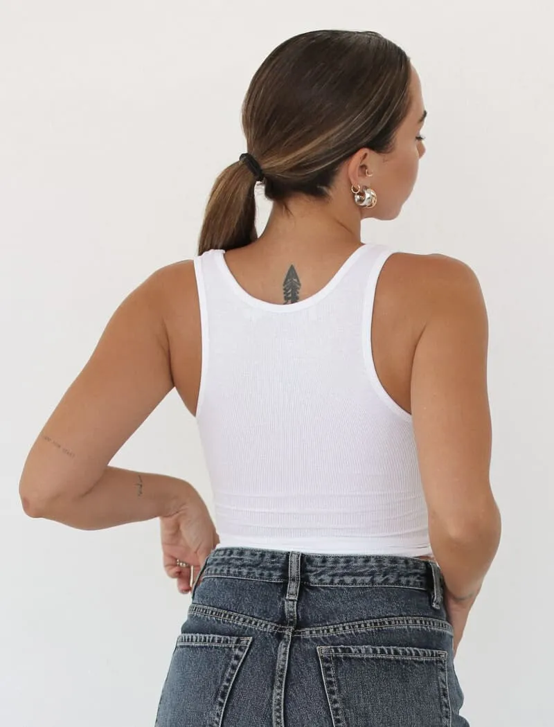 Classic Ribbed Tank | White sold by Rumored product image thumbnail 4