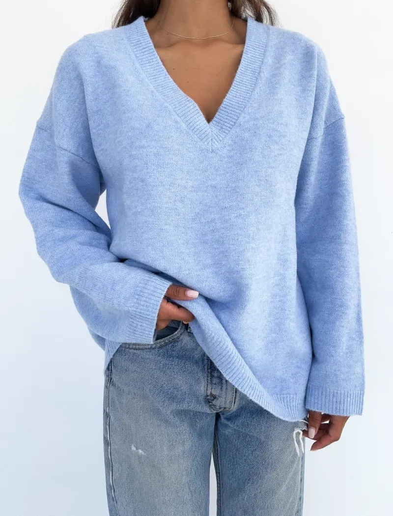 Hunter V-Neck Sweater | Cloud sold by Rumored