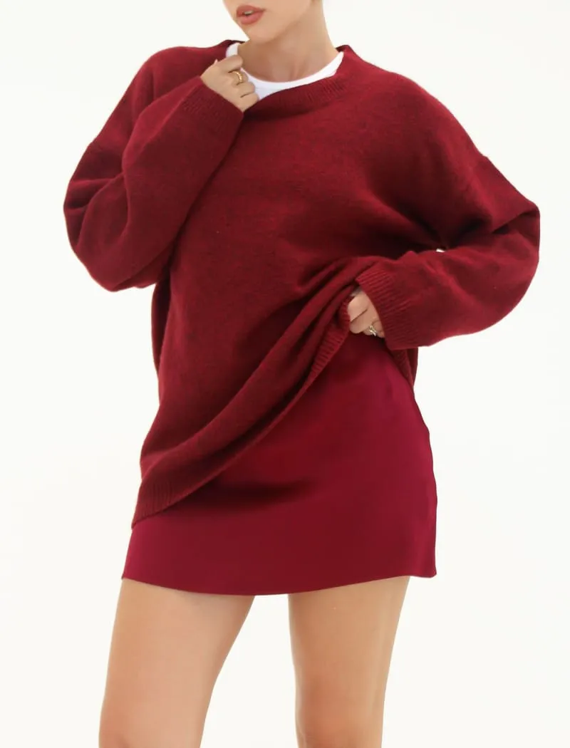 Kerrigan Mini Skirt | Merlot sold by Rumored