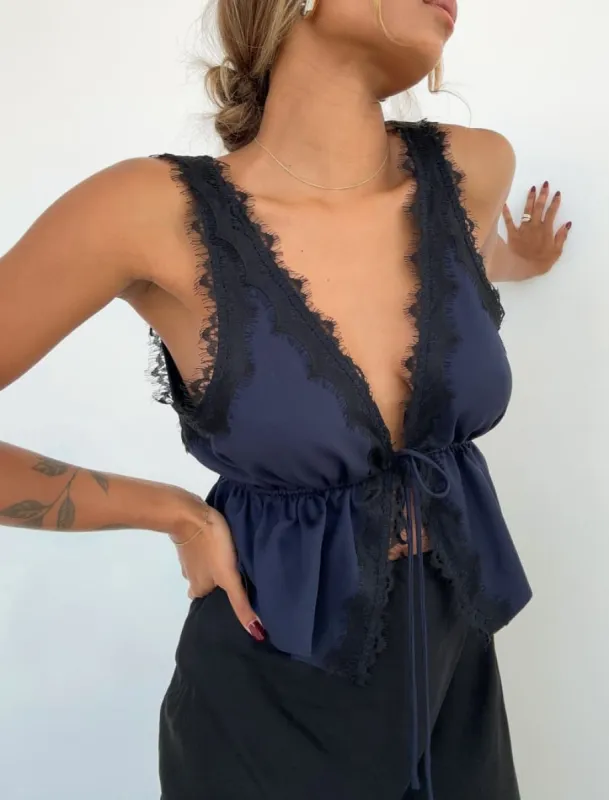 Lady Lace Top | Navy made by Rumored