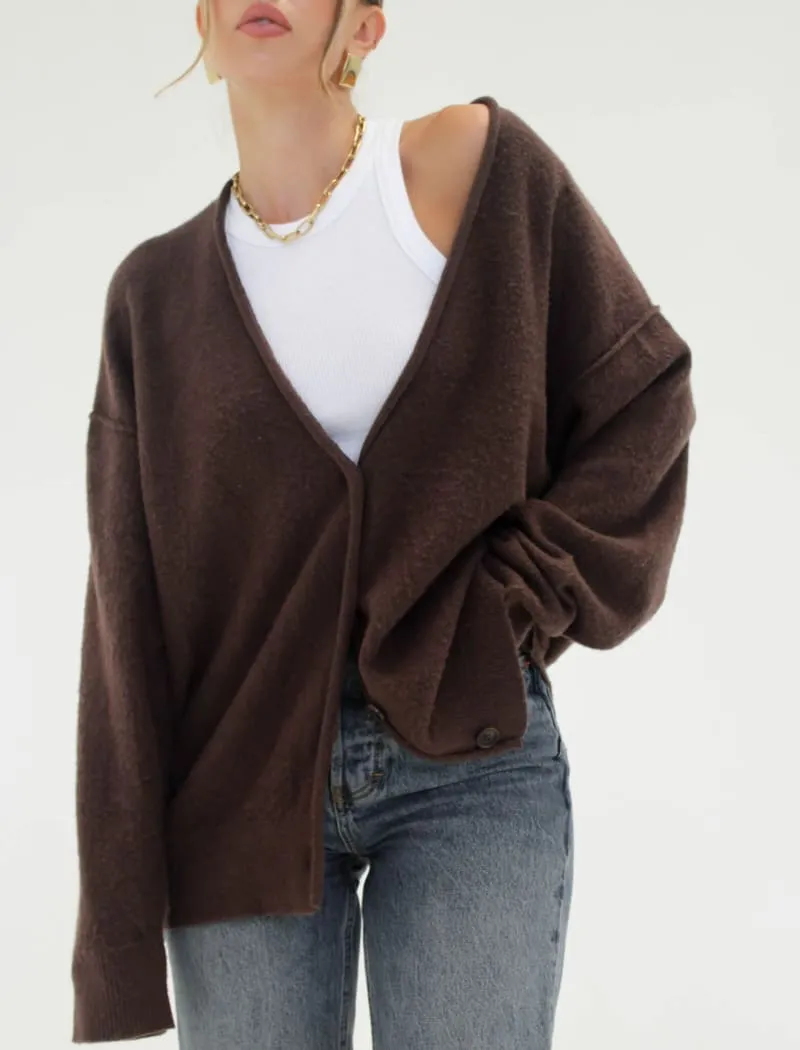 Longline Cardigan | Espresso sold by Rumored