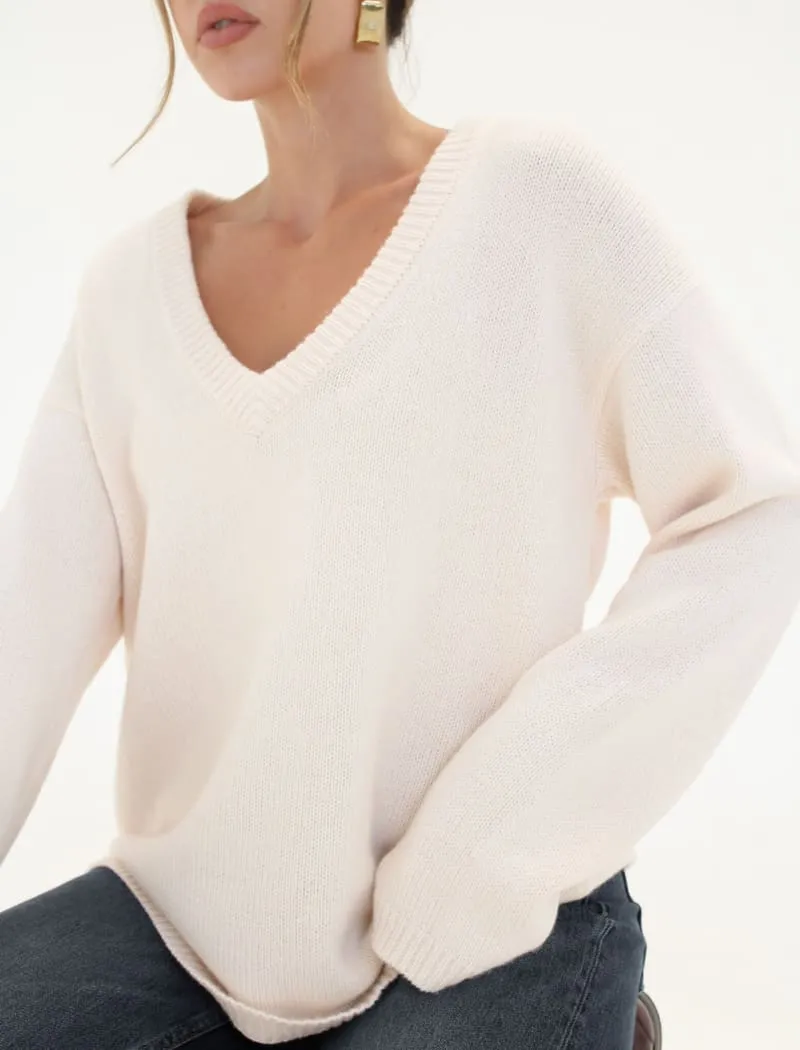 Mercer V-Neck Sweater | Cream sold by Rumored product image thumbnail 4