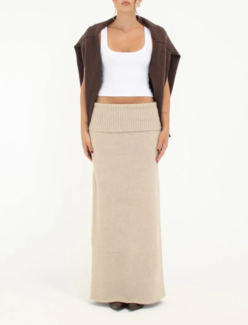Fairfield Foldover Maxi Skirt | Latte sold by Rumored product image thumbnail 5