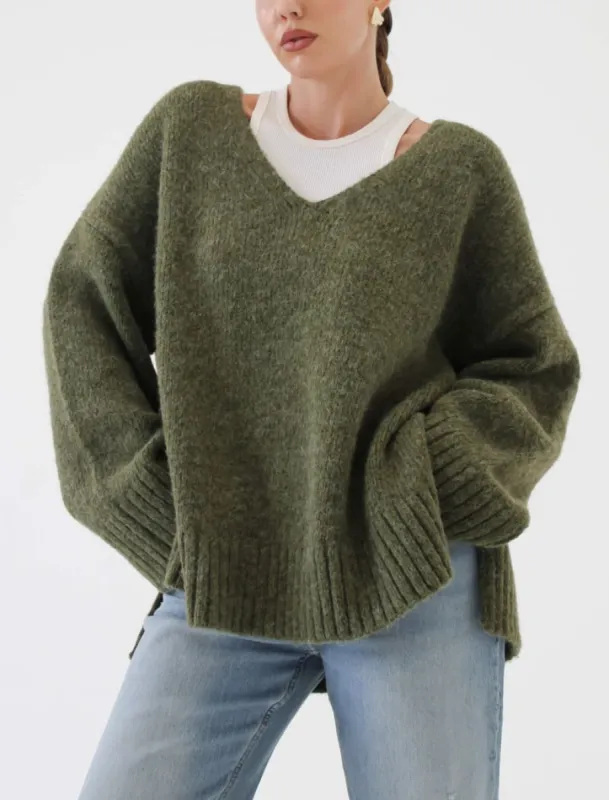 Oxford V-Neck Sweater | Moss sold by Rumored