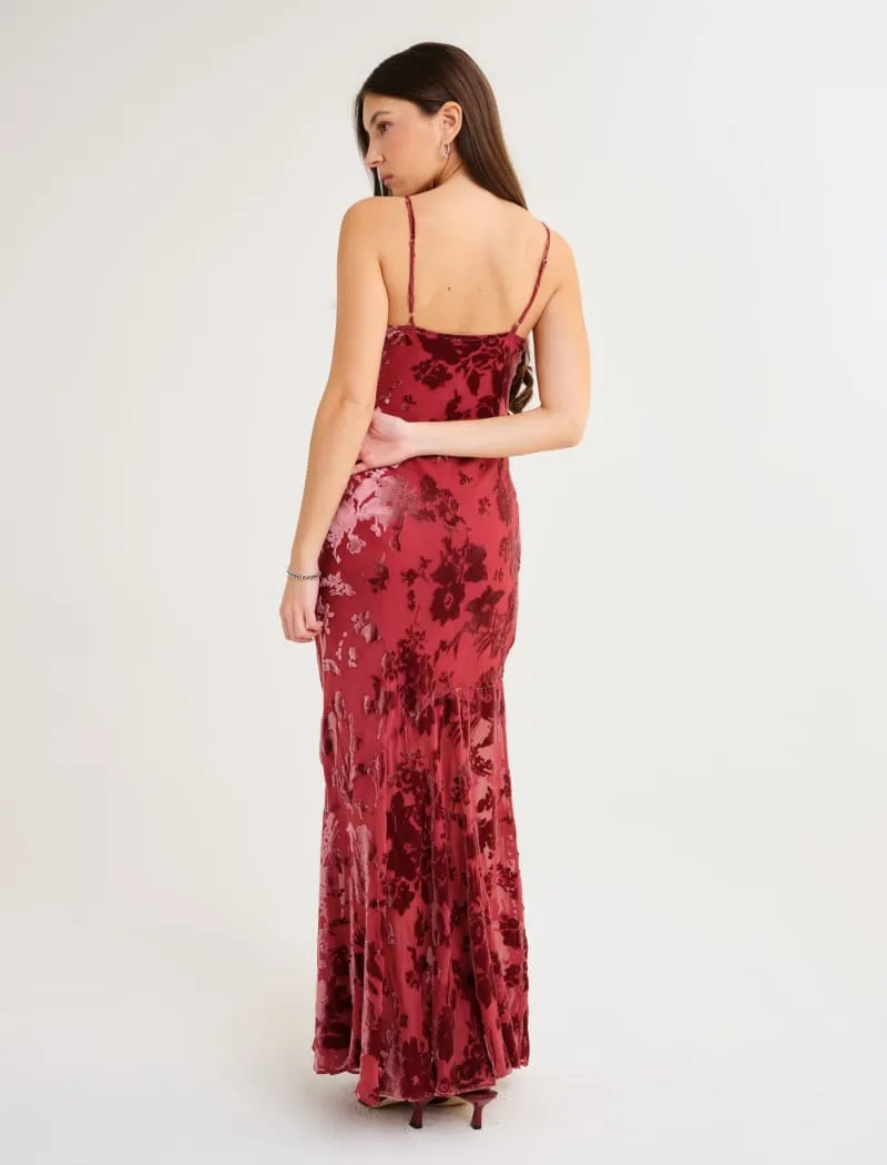 Santeria Maxi Dress | Crimson Devore sold by Rumored product image thumbnail 4