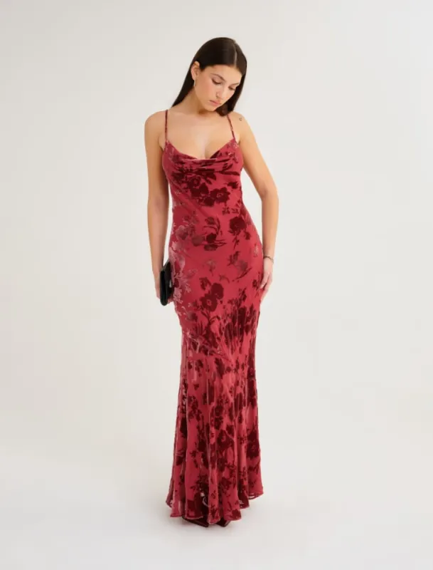 Santeria Maxi Dress | Crimson Devore sold by Rumored