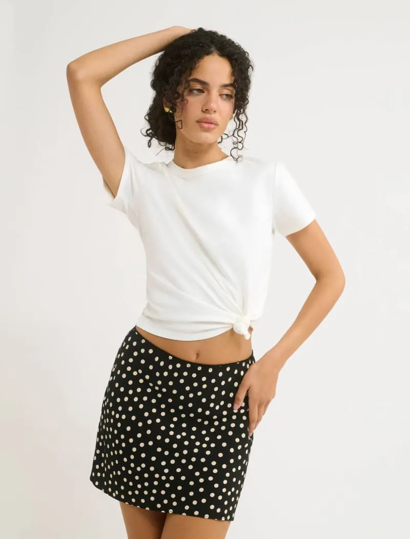 Silhouette Mini Skirt | Black Ditsy Dot sold by Rumored product image thumbnail 5
