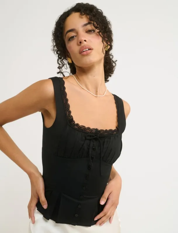 Rosemilk Top | Black sold by Rumored