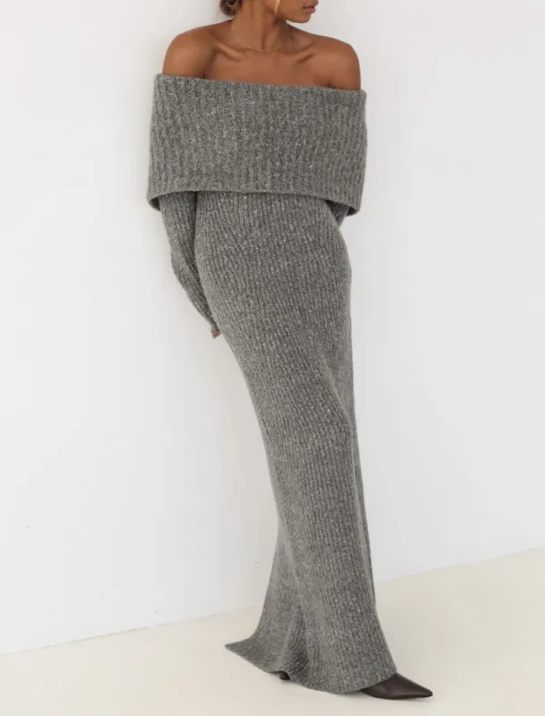 Fireside Maxi Dress | Charcoal Heather sold by Rumored