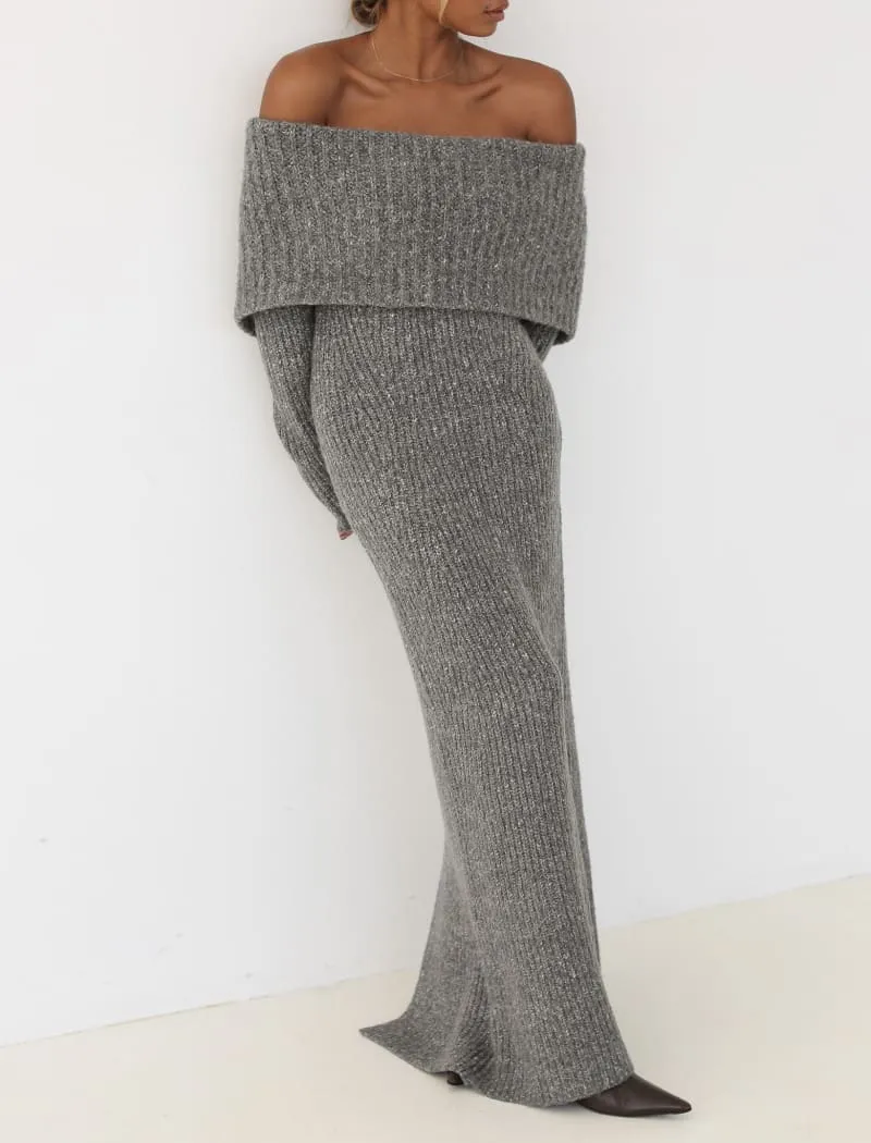 Fireside Maxi Dress | Charcoal Heather sold by Rumored