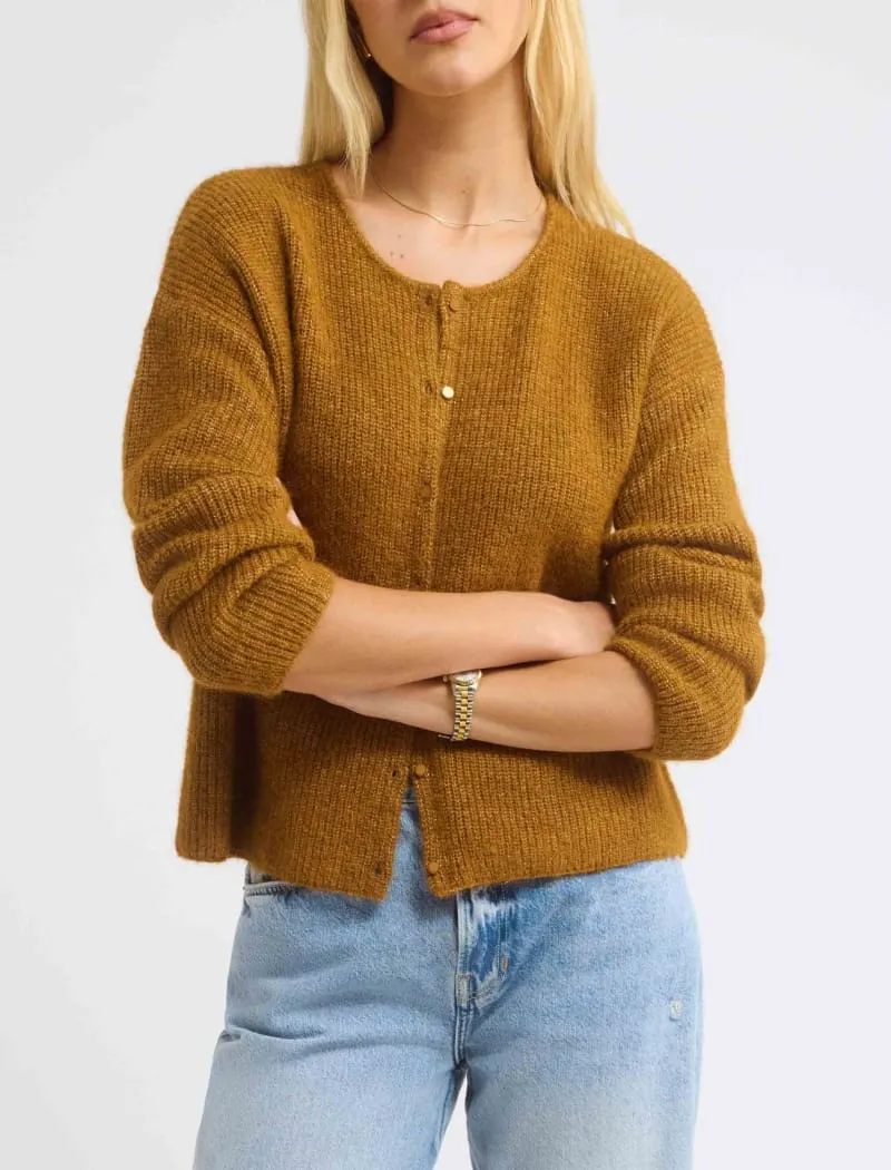 Newport Cardigan | Camel sold by Rumored
