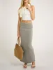 Fairfield Foldover Maxi Skirt | Heather Gray sold by Rumored