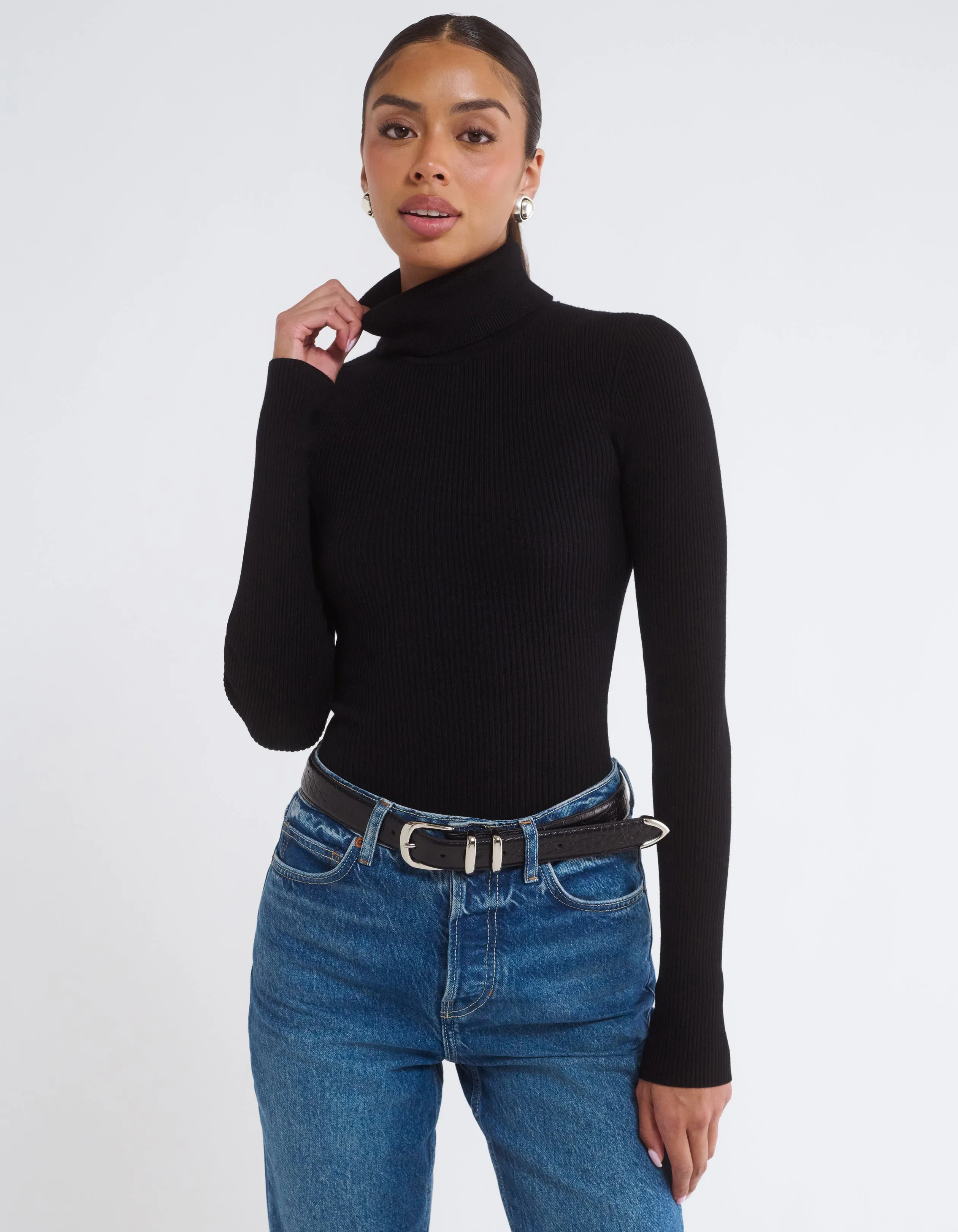 Turtleneck Top | Black sold by Rumored