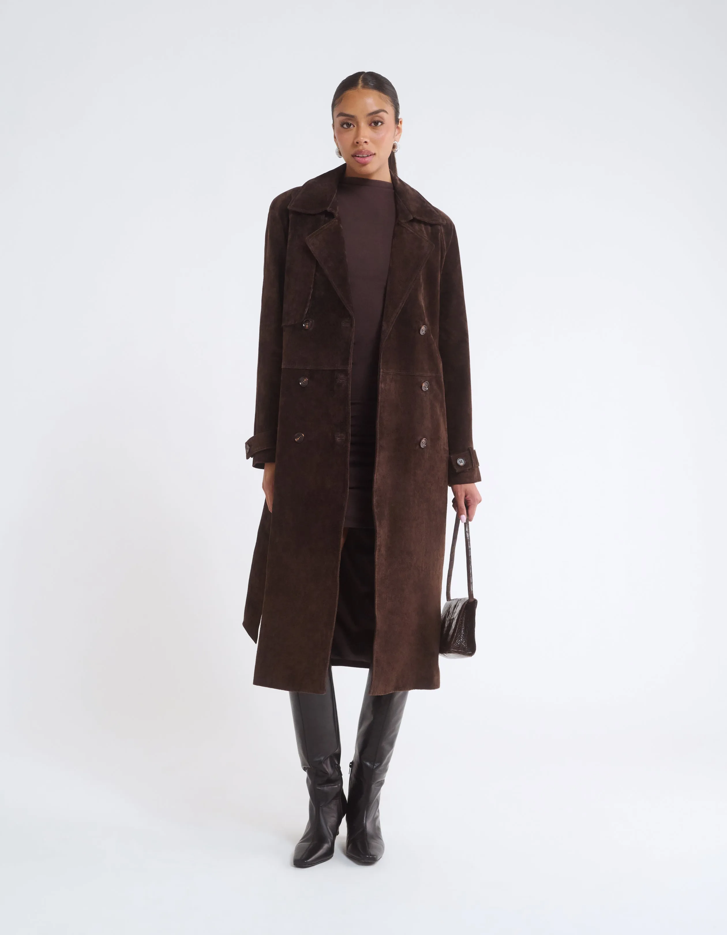 Kennedy Trench | Espresso Suede sold by Rumored
