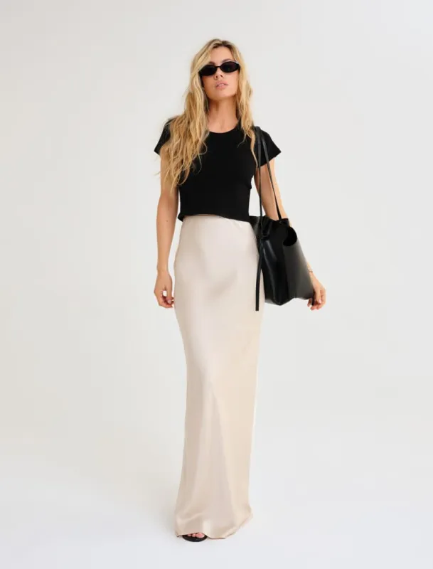 Archive Bias Maxi Skirt | Dove sold by Rumored
