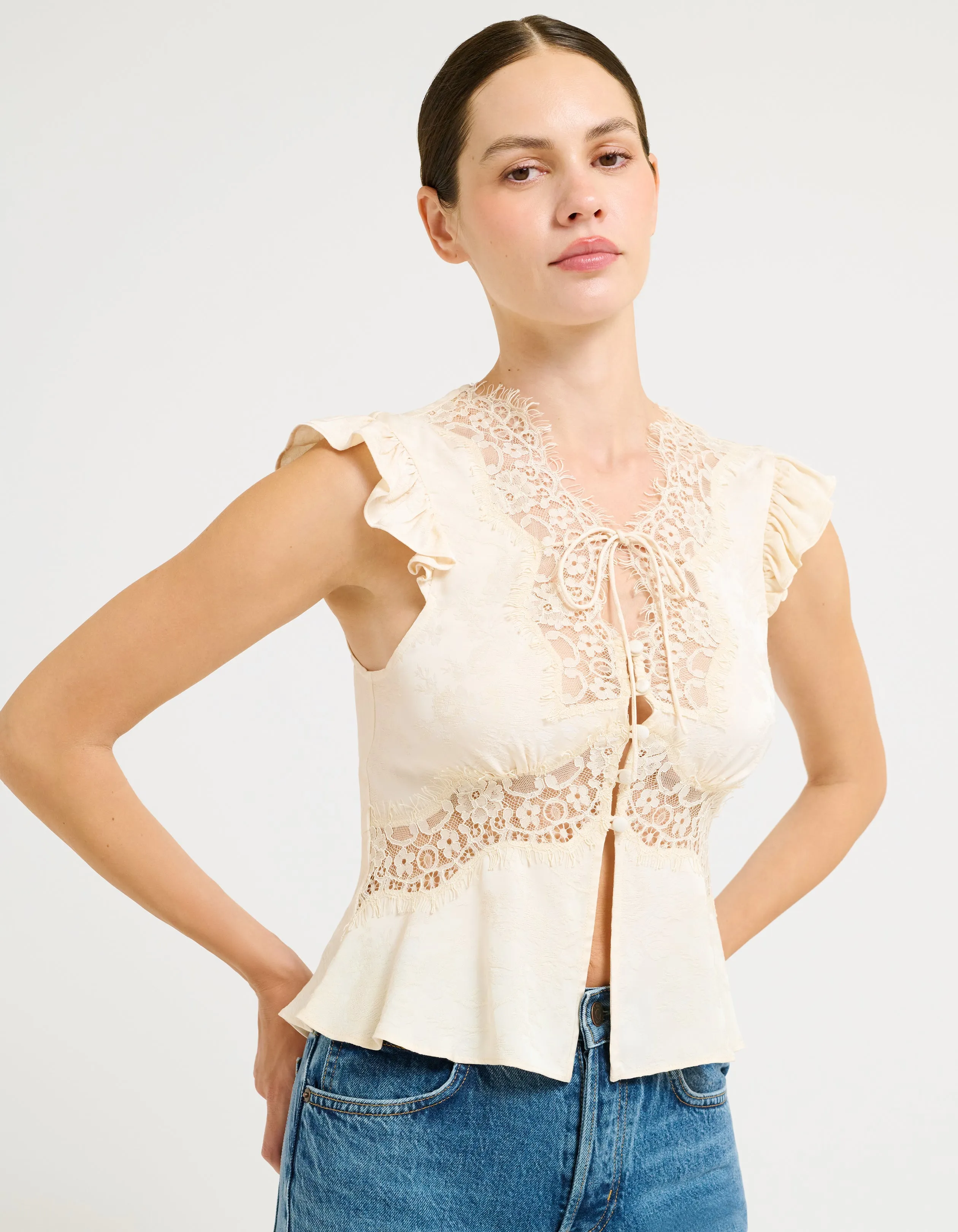 Wisteria Top | Ivory Jacquard sold by Rumored product image thumbnail 3