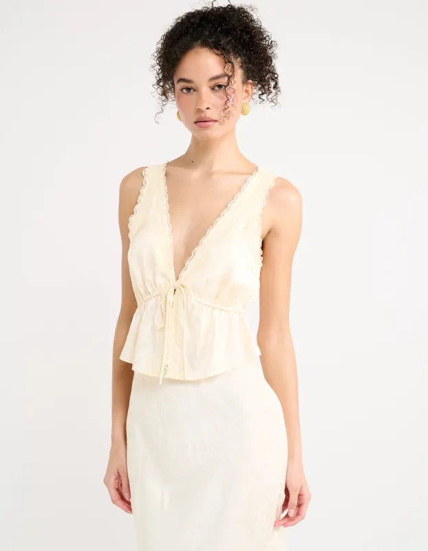 Lady Lace Top | Ivory Jacquard made by Rumored