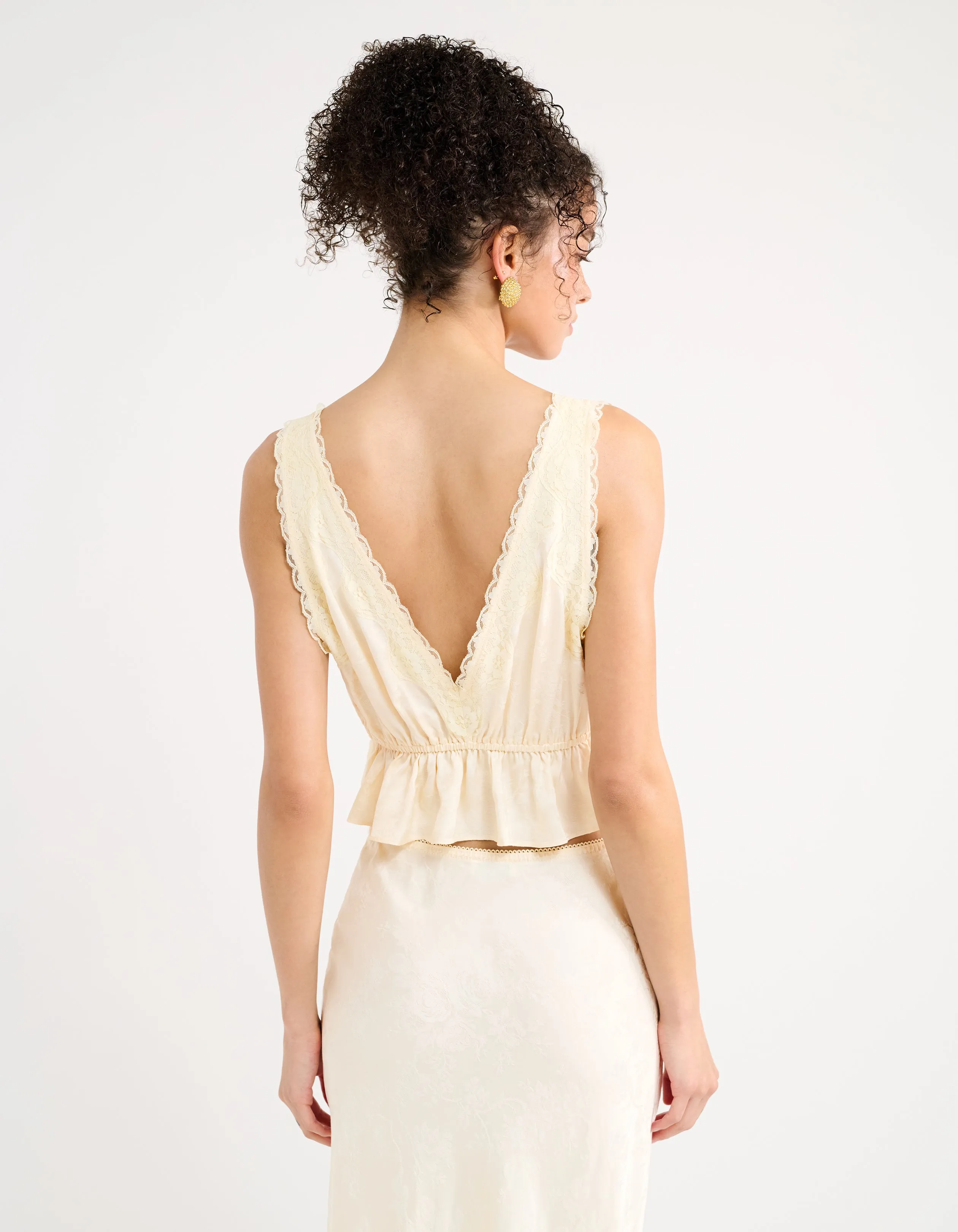Lady Lace Top | Ivory Jacquard sold by Rumored product image thumbnail 3