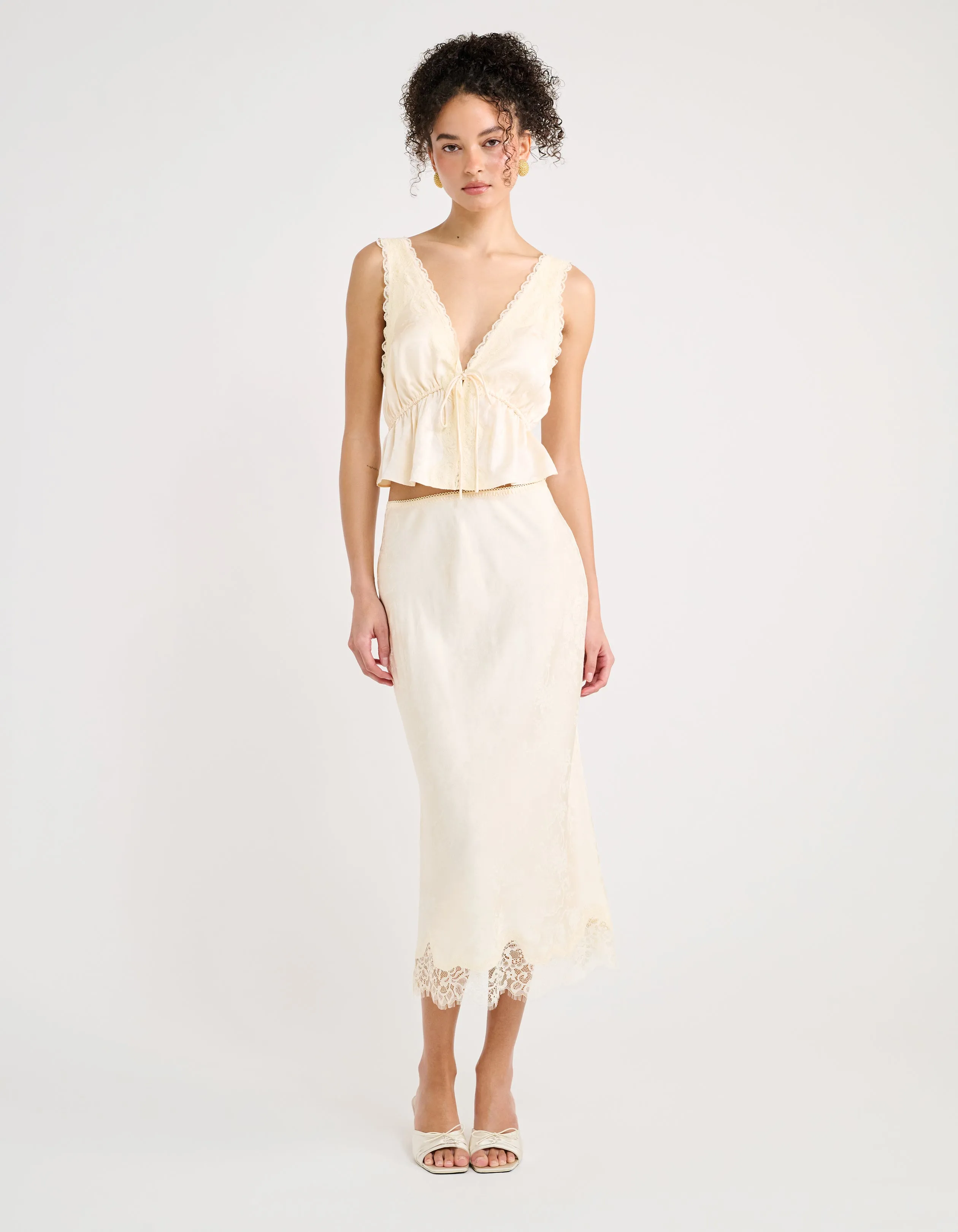 Lady Lace Top | Ivory Jacquard sold by Rumored product image thumbnail 2