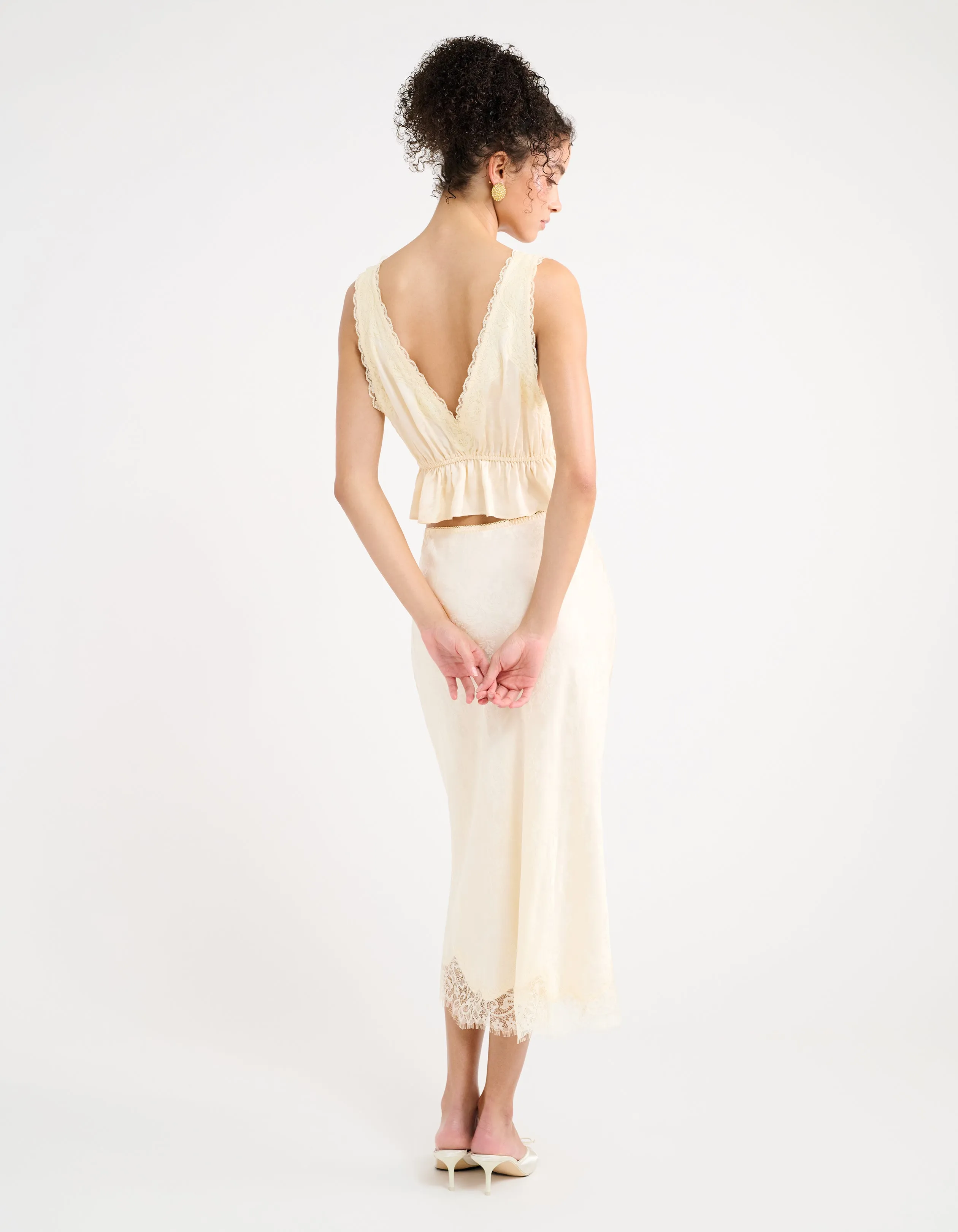 Lady Lace Top | Ivory Jacquard sold by Rumored product image thumbnail 5