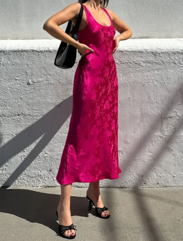 Market Midi Dress | Fuchsia Jacquard sold by Rumored