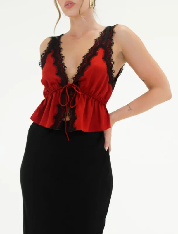 Lady Lace Top | Crimson sold by Rumored