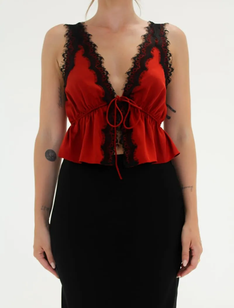 Lady Lace Top | Crimson sold by Rumored product image thumbnail 3